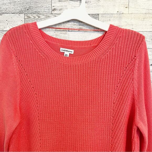 CROFT & BARROW Melon-Pink Pullover Sweater With Hem Detail, XXL - Picture 6 of 10
